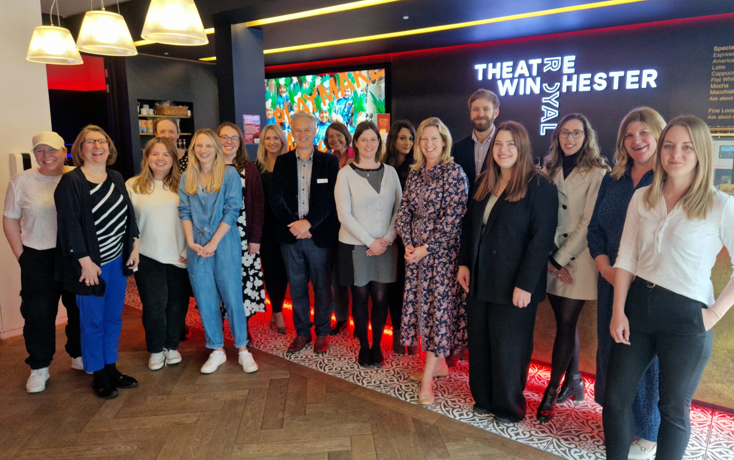 Play to the Crowd team members with representatives from Trethowans at Theatre Royal Winchester