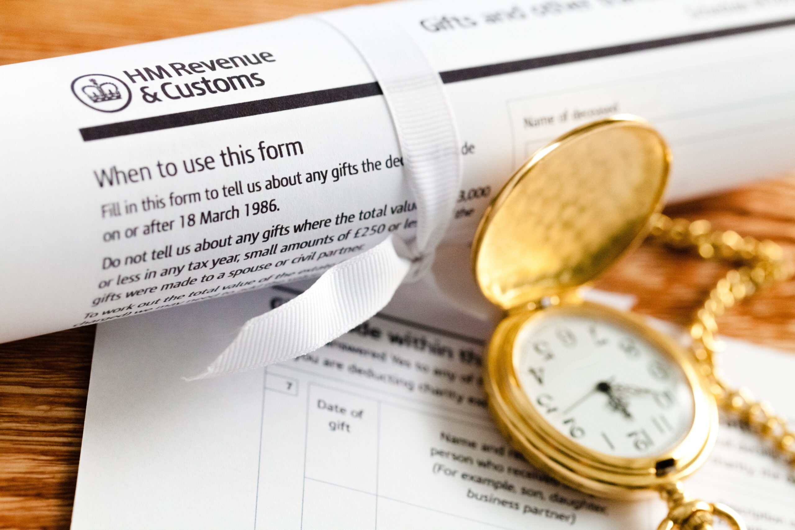 Tax document with watch