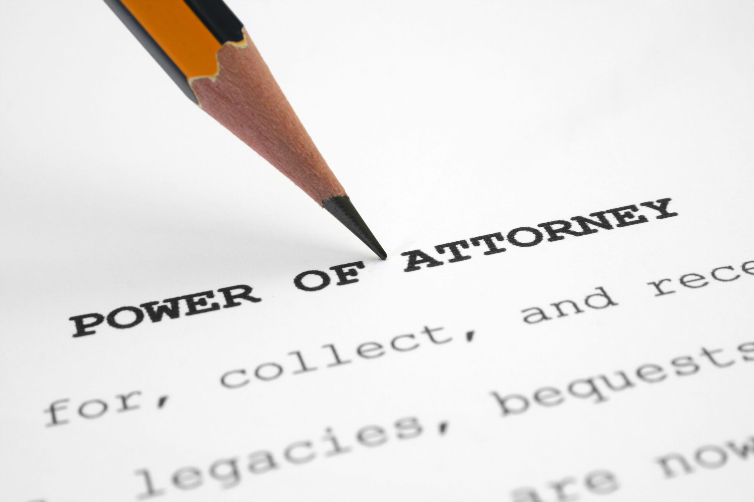 Power of attorney, written in document with pencil