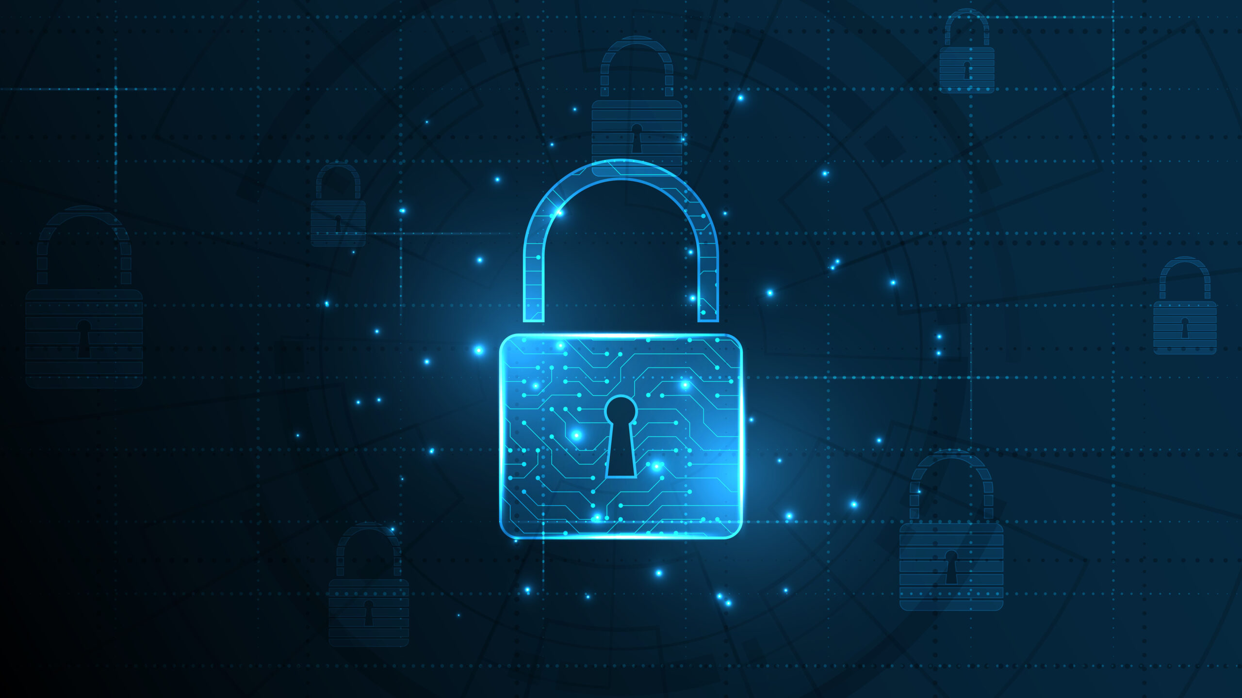 Padlock Security cyber digital concept Abstract technology background protect system