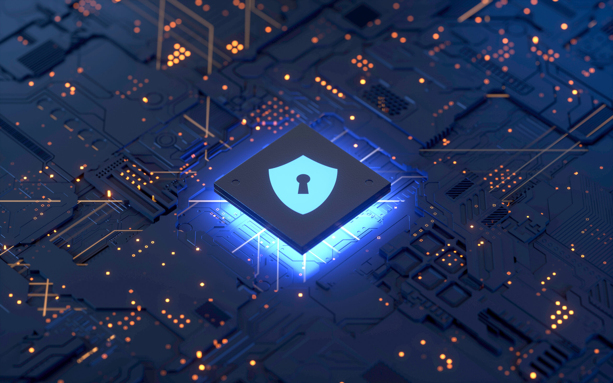 circuit board and shield icon, Hardware security, computer data protection