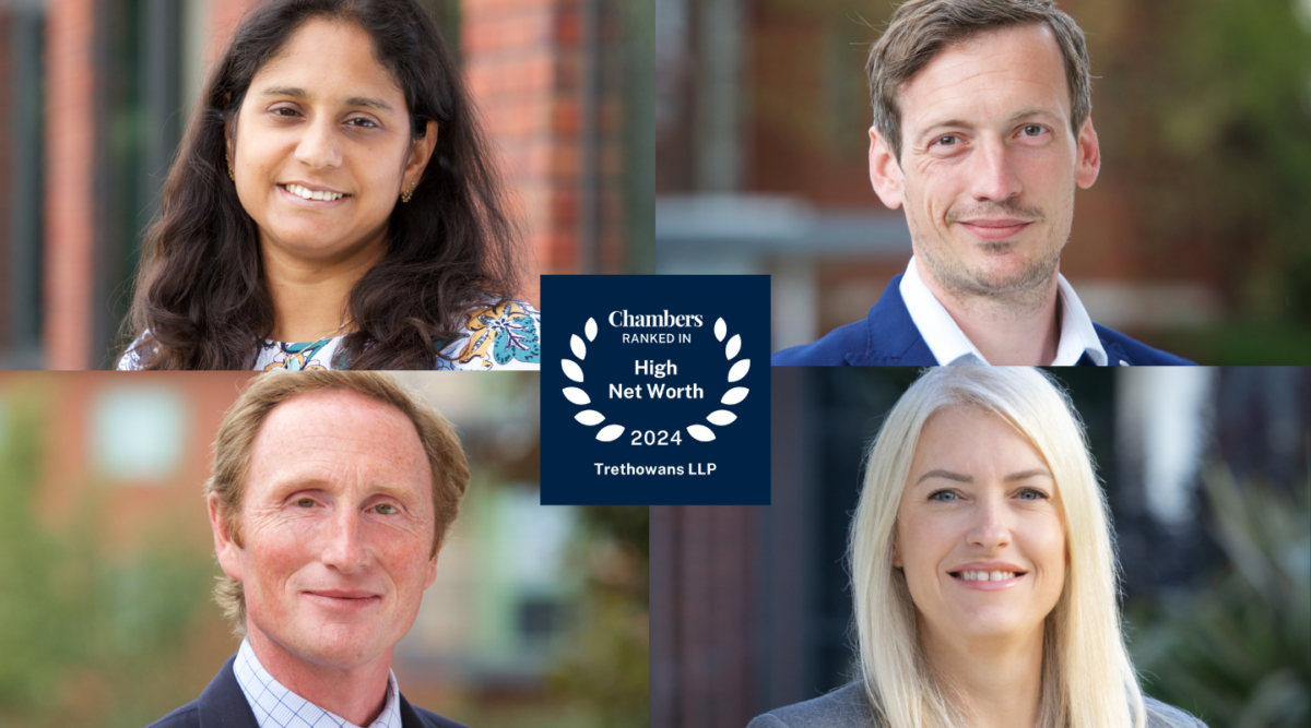 Chambers High Net worth 2024 logo with Portrait photos of Mihiri Gajraj, Adam Scott, Marcus Thorpe and Halina Mitchell